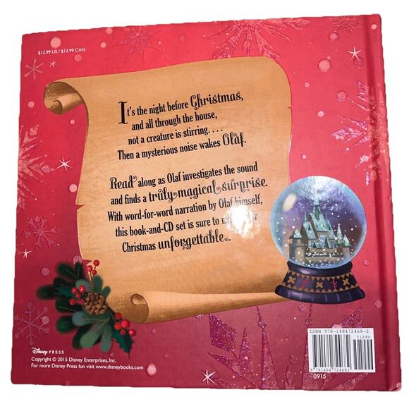 Disney Frozen Olaf's Night Before Christmas Book and CD Holiday Story Young Read - Picture 2 of 6